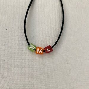 Rainbow square bead colorful choker ‘fml’ faux suede black ddlg / 3 for $15